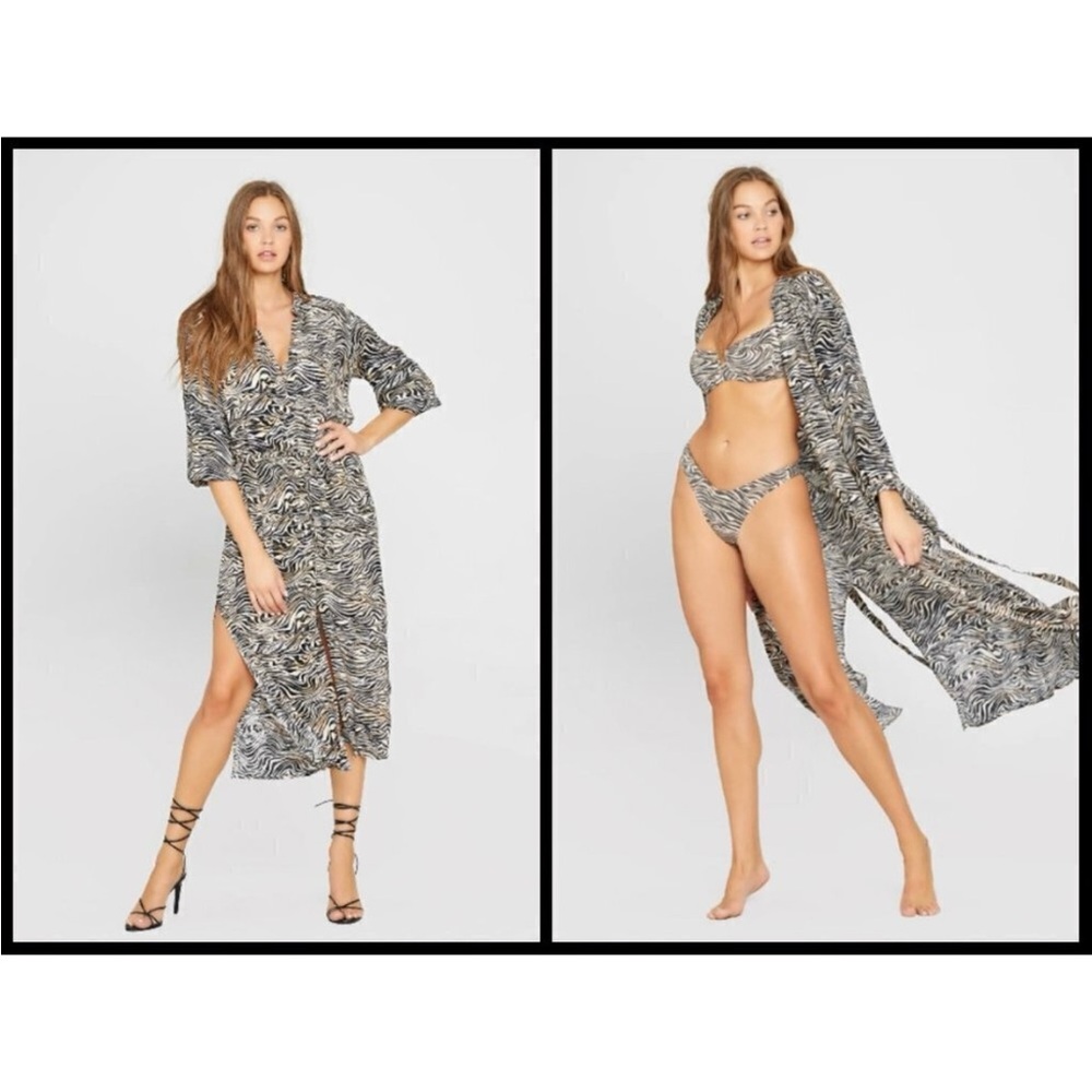 L*Space Avalon Animal Instinct Tiger Print Midi Dress Womens M